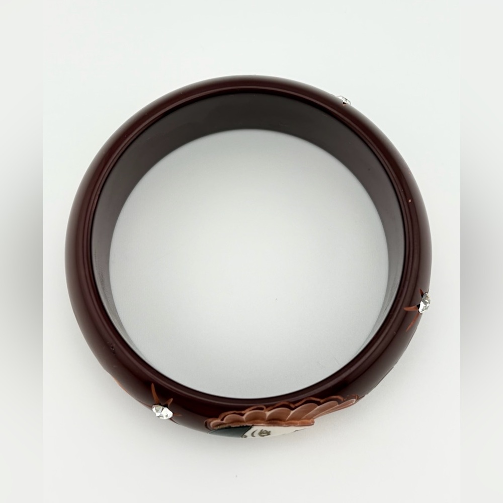 Vintage Bakelite Eggplant Galalith Bangle 
Pierrot Design Art Deco French - Picture 8 of 8